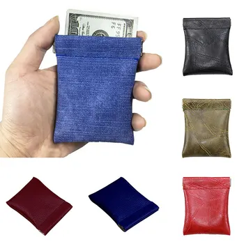 Мини портфейл от Изкуствена кожа, женски Мъжки ретро портфейл за малки неща в чантата си за ключовете, слушалки, Чанта за съхранение на слушалки, притежател на кредитна карта, калъф