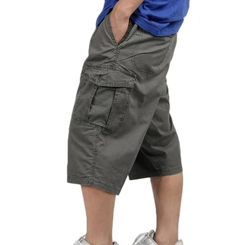 Шорти за мъже Свободни шорти-карго, бермудски острови Masculina, голям размер 5XL 6XL, всеки ден на капри с джобове, къси мъжки памучни спортни панталони, панталони