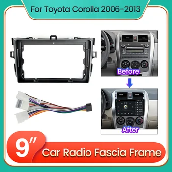 9-инчов 2Din Android радиото в автомобила, комплект рамки за Toyota Corolla 2006-2012, авто стерео таблото, фасционный кабел