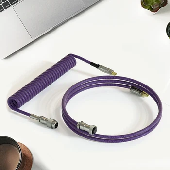 1,5 м Спирален кабел Type C USB кабел за зареждане и пренос на данни, пружинни панти покритие покритие, Авиационна риболовна мрежа, плитка клавиатура, Аксесоари