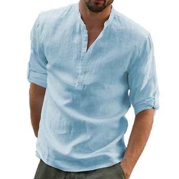 2023 Нови мъжки Ризи, Ежедневна блуза, бельо памучен риза, Свободни Топове, тениски с дълъг ръкав, пролет-есен, Ежедневни красива
