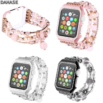 Агатовый Каишка за часовник DAHASE за Apple Watch Band Series 1/2/3 42 мм, 38 мм и Гривна С Кристали Метален Корпус за iWatch Cover
