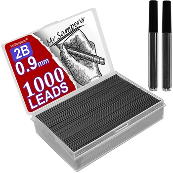 1000 бр./кор. 0,9 мм 2B Ръчна бензиностанция Механични моливи грифели за моливи 2B Автоматично пълнене ядро молив Училище черен