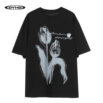 Тениска с цветен модел на графити, градинска дрехи, мъжки ризи в стил хип-хоп Харадзюку с анимационни принтом, пънк-готически свободни тениски, блузи от памук