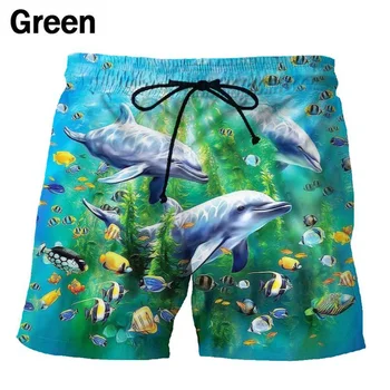 Мъжки, Дамски модни летни Шорти с хубави 3D принтом Делфин Ежедневни панталони