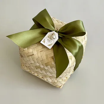 Подарък кутия ръчно изработени от бамбук за сватби и партита с помощта на традиционните китайски техники на плетене - идеални за бонбони и сладкиши