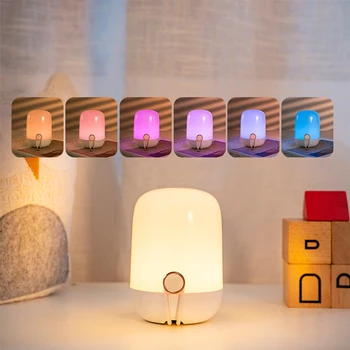 Цветен Преносим фенер лека нощ USB Акумулаторна настолна лампа с плавно затъмняване 0,5 Вата лека нощ с въже за хранене и сън