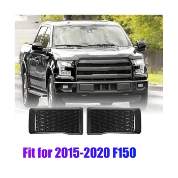 1 Чифт накладки за защита предна броня от въглеродни влакна, тампон върху капак за Ford F150 2015-2020, за подмяна на външния вид на ляво и на дясно