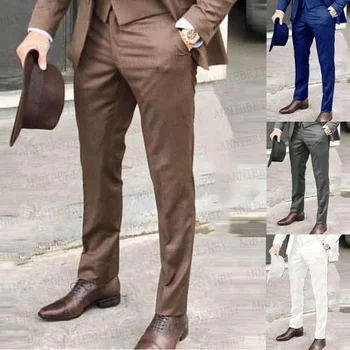 2023 Нови класически кафяви мъжки костюмные панталони официално сив цвят, бизнес мъжки панталони въглищата цвят, приталенные мъжки панталони голям размер