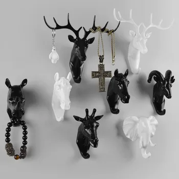 Изискан Кука закачалка за Творческа обстановка Кука във формата на глава на елен, изделия от смола, Креативна мебели за дома, стенни куки, подарък