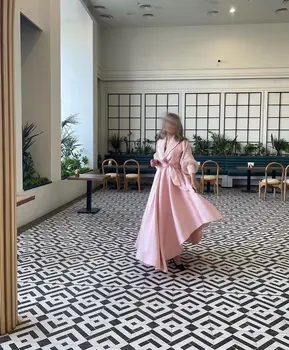 Рокли за официални събития 2023, розово ново секси вечерна рокля с дължина до щиколоток с V-образно деколте в изчистен стил, може да се създаде дизайн