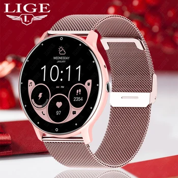 Умен часовник LIGE Bluetooth-гласов асистент на повикване, дамски часовници с честотата на сърдечните съкращения, спортен фитнес тракер, женски гривна, умни часовници за жени