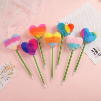 1 бр. ученически пособия Kawaii, офис-канцеларски материали, химикалка химикалка, творчески сладък стил, плюшени сладки бонбони, забавни сладки дръжки