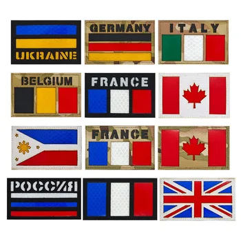 Русия отразяваща флаг петна Украйна Германия Италия Франция Канада флаг тактически кръпка икони на раница на една кука гривна линия 