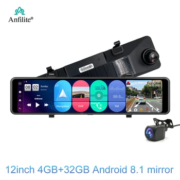 Автомобилно Огледало за обратно виждане С Две Обективи Dvr 4 GB + 32 GB 11 Инча 3 Разделени на Екрана ADAS GPS Навигатор DVR Android 8,1 Dash Камера, WIFI