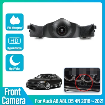 HD CCD Изглед Отпред на Автомобила Парковочная Камера за Нощно Виждане С Положителен Водоустойчив Логото На Audi A8L, A8 D5 4N 2018 2019 2020 2021 Широкоъгълен