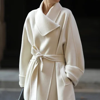 Зимните модни палта от естествена вълна 2023, дамски тренч, градинска дрехи, дамско кашемировое дълга козина QN5841