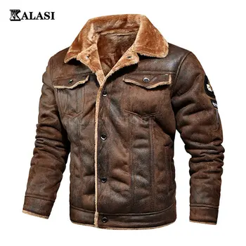 Мъжко есенно-зимни нова дебело кожено яке оверсайз плюс кадифе, младежта модерно яке от изкуствена кожа, палта, мотоциклетът яке