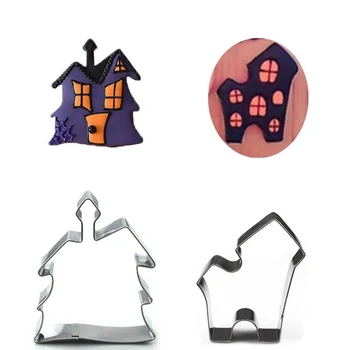 1 бр. сладкарница на Хелоуин, от духове Къща, метални форми за украса на торта, Инструменти за печене Форма за бисквити от неръждаема стомана