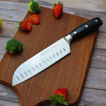 Нож Fzkaly Santoku 7-инчов кухненски Нож от неръждаема стомана, японски Професионален Нож на главния готвач с остър нож Ергономична дръжка