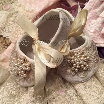 Кръщенета Планински кристал Сватбена дантелено декорация на Детски обувки Първите проходилки Магически подарък за спомен за детството подарък принцеса на 1-ви рожден ден