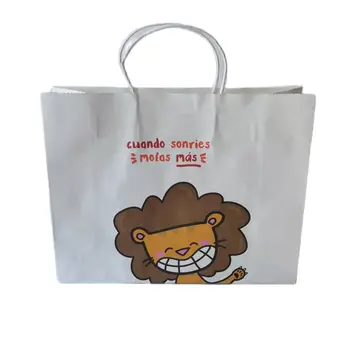 Продажба на едро на 500 / Бр Производител Китай Икономична Множество Елегантна чанта за покупки от бял крафт-хартия за партита с потребителски печат на лого
