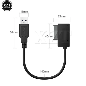 Висококачествен кабел конвертор USB 2.0 към Mini Sata II 7 + 6 13Pin за CD/DVD ROM Slimline Drive лаптоп