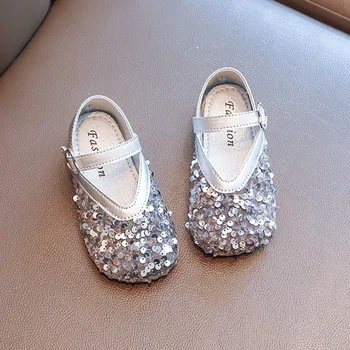 Обувки за изказвания за момичета, лъскави обувки на Мери Джейн, сватбени обувки с цветя модел за момичета, детски обувки на принцесата, блестяща детски обувки 212L
