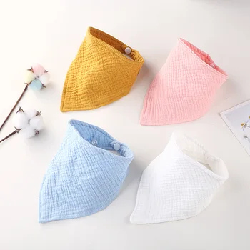Нов двуслойни обикновен детски лигавник от futon материал, удобна бебешка кърпа за слюнка, детски триъгълни престилки