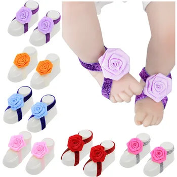 Yundfly/ нови детски сандали с позлатен панделка за малки деца, украсени с панделки, розови обувки за босоножек, подпори за фотосесия
