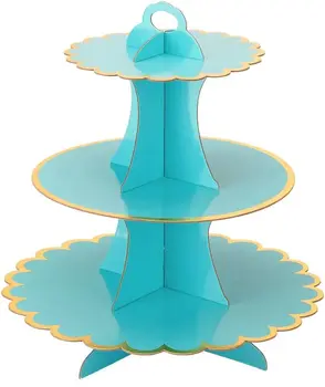 Картонена поставка за кифли, 3-те нива на тавата за десерти еднократна хартиена мини-стойка за торта.