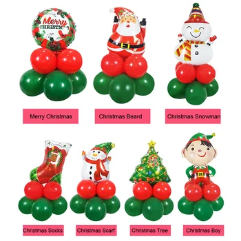 Коледни топки, коледни украси, определени фольгированных топки, червени и зелени топки, Дядо Коледа, снежен човек, балон за декор за парти