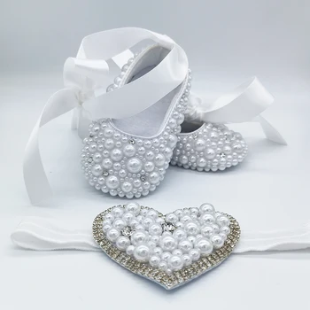 Стоп-моушън обувки с превръзка на главата, във формата на сърце с любов за момичета, подарък за новородено, обувки за кръщение и честита Нова година