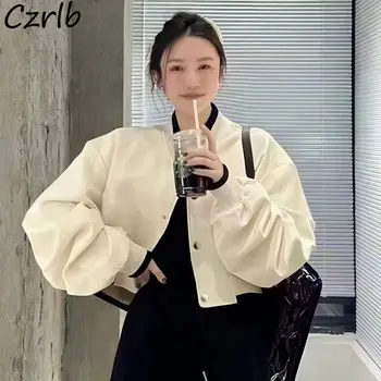 Дамски якета обикновена прости с V-образно деколте, модерна универсална градинска облекло в корейски стил, елегантни свободни офис дамски палта, удобни