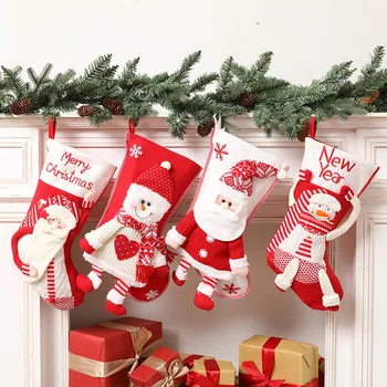 19-цолови коледни подаръци, детски чорапи, коледни подаръци от бонбони, украса за Коледната елха, чорапи на Дядо Коледа чанта