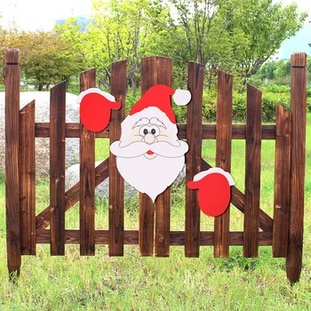 Коледна дъска за украса на оградата, Градина с елени на Дядо Коледа, Коледна тема, ограда, подглядывающий за градината на открито, Поставете карта