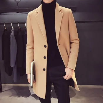 2023 Мъжка Мода вълна и смес, мъжки ежедневни бизнес тренч, мъжко палто за почивка, мъжки прахозащитен палто в стил пънк, якета