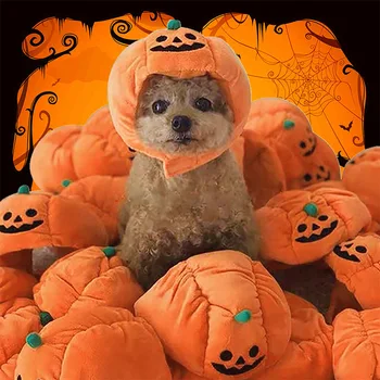 Шапка за домашни любимци на Хелоуин, забавна шапка с тиква, сладък костюми на животните, индивидуалност, скъпа шапка, шапки за кучета, котки