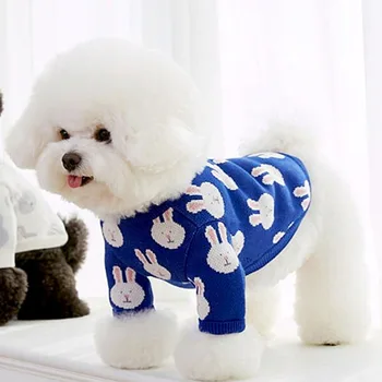 Пуловер за куче с принтом заек, есен-зима, домашни любимци, дрехи за кучета малки и средни по размер, костюм за кучета порода чихуахуа, пуловер за йоркширской куче, мопс