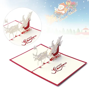 3D Up Коледни Поздравителни Картички на Дядо Шейна с Ръчно изработени Празнична Картичка с Набор от Пликове за Коледни Новогодишни Подаръци