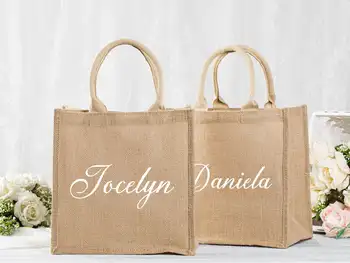 Чанти-тоут от зебло Персонализирани плажни чанти за подарък чанта шаферките Потребителско име Подарък чанта за моминско парти Сватбена плажен подарък от юта
