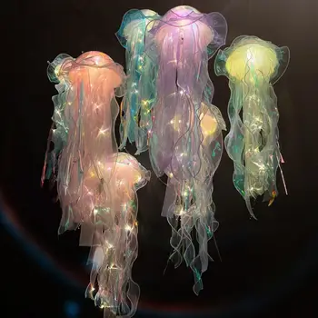 Цветна лампа във формата на медузи, фенер, Русалка, Парти, медузи, лампа, момичета щастливи под морска тематика, декор за парти по случай рождения Ден