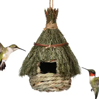 Декоративен къща колибри, ръчно тъкани, Гнездо колибри, Птичи къща, Клетки за птици, Гнездо от трева, Птица за градински прозореца на открито