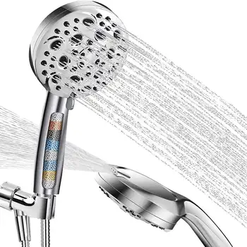 Накрайник за душ с 10 режими на работа, за ръчно измиване с електрически люк за почистване на баня, накрайник за душ с дъждовна дюза 5,04 инча диагонал 80 сантиметра