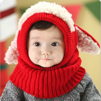 Детска шапка за есен-зима, скъпа шапка с уши кученце, детска цельнокроеная капачка, топла детска шапка, детска шапка