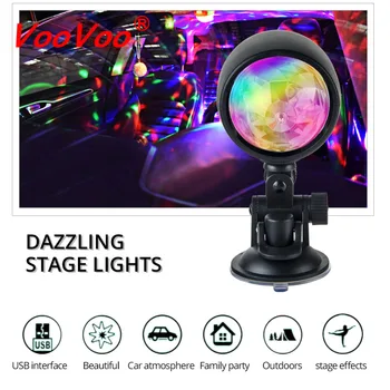 Автомобилен стайлинг USB Цветна Декоративна лампа Осветление Led Атмосферни светлини, Въртящи се на DJ Светлини Автоматично RGB led сценична стробоскопическая лампа-светкавица