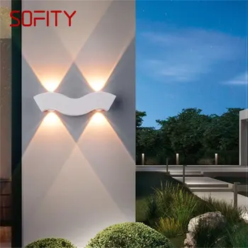 Външен бял стенен монтаж лампа SOFITY, модерни водоустойчиви стенни лампи, лампа за украса на дома тераси.