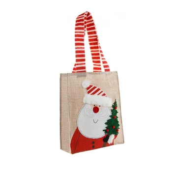 Чанти за коледни подаръци Чул за Карикатура Сладък Дядо коледа, Снежен човек Ръчно подарък пакет Коледен пакет за бонбони Нов 2024 година Чанта за детски подаръци