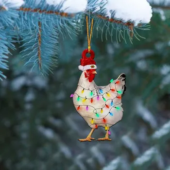 Коледна висулка с пиле и кучето 2023 Украса за Коледно парти Декорация за Коледната елха Висящи украшения във формата на капки Коледни подаръци