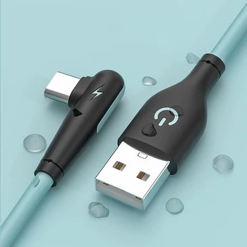 Мек Силиконов C USB Кабел 90 Градуса Бързо Зарядно Устройство 5А USB Type C Кабел за Huawei Капитан 40 Xiaomi POCO X3 Мобилен Телефон, USB-Кабел C